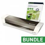 Leitz iLAM Home Office A4 Grey Laminator and Pouches Bundle
