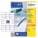 Avery 3489 Multipurpose Labels 100 A4 sheets - 30 White Labels per Sheet 31357J