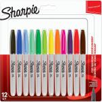 Sharpie 2065404 Permanent Markers 0.9mm Fine Point Assorted Colours - Pack of 12