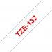 Brother TZE132 Red on Clear 8M x 12mm Gloss Tape 14050J