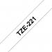 Brother TZE221 Black on White 8M x 9mm Gloss Tape 14062J