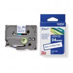 Brother TZE253 Blue on White 8M x 24mm Gloss Tape 14073J