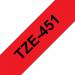 Brother TZE451 Black on Red 8M x 24mm Gloss Tape 14091J