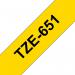 Brother TZE651 Black on Yellow 8M x 24mm Gloss Tape 14106J