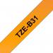 Brother TZEB31 Black on Orange 5M x 12mm Fluorescent Laminated Tape 14117J