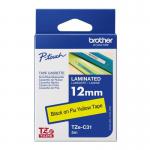 Brother TZEC31 Black on Yellow 8M x 12mm Fluorescent Laminated Tape 14119J