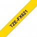 Brother TZEFX621 Black on Yellow 8M x 9mm Flexi Tape 14138J