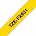 Brother TZEFX631 Black on Yellow 8M x 12mm Flexi Tape 14139J