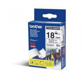Brother TZES241 Black on White 8M x 18mm Strong Adhesive Tape 14171J