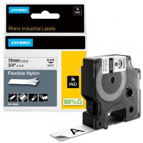 Dymo 18489 19mm x 3.5m Black On White Flexible Nylon Tape - S0718120 14611J