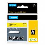 Dymo 18491 19mm x 3.5m Black On Yellow Flexible Nylon Tape - S0718090 14613J