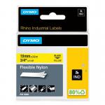 Dymo 18491 19mm x 3.5m Black On Yellow Flexible Nylon Tape - S0718090 14613J