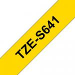 Brother TZES641 Black on Yellow 8M x 18mm Strong Adhesive Tape 14685J