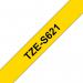 Brother TZES621 Black on Yellow 8M x 9mm Strong adhesive Tape 14701J