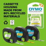 Dymo 18769 12mm x 2m Black on White Iron on Tape 15464J