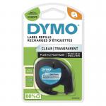 Dymo 12267 12mmx4m Black on Clear Plastic Tape 15481J