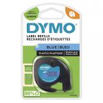 Dymo 91205 12mm x 4m Black On Blue Plastic Tape 15509J