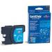 The picture showcases a Brother ink cartridge in the color blue, specifically the Cyan variant. It has the label LC1100HYC and the product number 19268J.