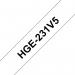 Brother HGE231V5 Black on White 12mm 8M x 12mm High Grade Tape 5 pack 21237J