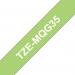 Brother TZEMQG35 White on Lime Green  5M x 12mm Matt Tape 24426J