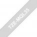 Brother TZEMQL35 White on Light Grey  5M x 12mm Matt Tape 24427J