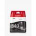 The photograph shows a package of Canon ink cartridges. The black ink cartridge, which is a PG-540 model, is prominently featured. The packaging displays the Canon brand logo and product information, as well as a photo of the cartridge. The colors are vibrant and the details are sharp, providing a clear view of the product.