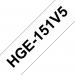 Brother HGE-151V5 Black on Clear 8M x 24mm High Grade Tape 5pk 26222J