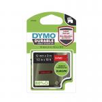 Dymo 1978366 D1 Durable 12mm x 3M Tape White on Red 27493J