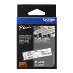The picture shows black text on a white background, within a rectangular label tape measuring 21 x 45mm. The label is die-cut with a flexible flag shape, and includes the brand Brother and model FLE-2511.