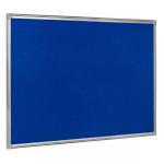 This image shows a sleek, modern noticeboard with a durable aluminium frame. The surface is made of blue felt, giving it a professional look. It measures 1200x900, providing ample space for displaying important information. The earth-friendly materials used make it a sustainable option for any workspace.