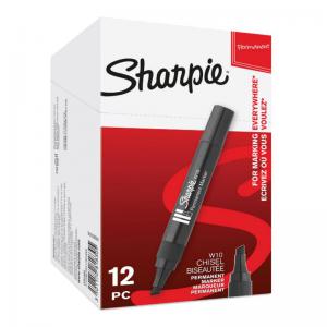 Photos - Felt Tip Pen Sharpie S0192654 W10 Permanent Marker Chisel Tip Black Box of 12 