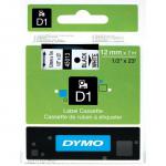 Dymo 45013 D1 12mm x 7m Black on White Tape Pack of 10 30399j