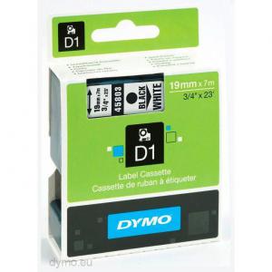 Dymo 45803 D1 19mm x 7m Black on White Tape 10 Pack 30400j