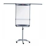 The photo features a sleek and modern ACCO Brands Flipchart Easels & Pads Nobo 1901920 Impression Pro Nano Clean Mobile Flipchart Easel. The easel is equipped with extendable arms for added flexibility. Its mobile design allows for easy transportation and storage. The clean and professional look of the easel is perfect for any professional setting.