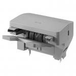 The photograph shows a Brother SF-4000 staple finisher with the model number 30927J. It features a sleek silver finish with compact design, and includes various accessories specifically designed for Brother printers. The staple finisher adds a professional touch to printed documents.