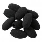 This picture shows a pack of 10 Jabra Microphone Foam Tips, designed for use with Jabra Headset Accessories. The foam tips are small and cylindrical, with a soft texture and a black color. They are neatly arranged in a clear plastic packaging.