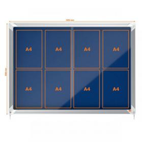 Nobo 1902565 Premium Plus Blue Felt Lockable Notice Board 8xA4 31305J