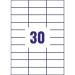 Avery 3489 Multipurpose Labels 100 A4 sheets - 30 White Labels per Sheet 31357J
