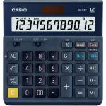 The image shows a sleek, black Casio calculator with a large 12 digit display. It is a DH-12ET model, designed for desktop use. The buttons are clearly labeled and the overall design exudes simplicity and functionality.