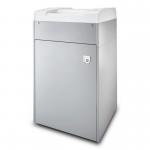 The picture features a large office shredder, specifically the Dahle 419 Professional Cross cut Shredder. The shredder is made by Dahle and has a model number of 31828J. It is a professional shredding machine with a cross cut function. The picture shows the sleek design of the shredder, with a spacious paper feed and a powerful motor.