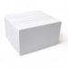 The photo shows a pack of 100 Dyestar blank white plastic cards with the brand name badge in bold black font at the top. Each card has a sleek, glossy finish and rounded corners. The cards are neatly stacked on top of each other, creating a professional and organized appearance.