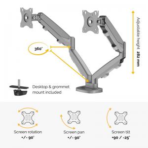 Fellowes 9683301 Eppa Dual Monitor Arm - Silver 32372J