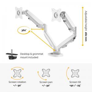 Fellowes 9683501 Eppa Dual Monitor Arm - White 32374J