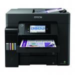 The Epson Multifunction Inkjet Printer is a sleek and modern printer with a black and white design. It features a built-in scanner and copier, as well as a large screen display for easy navigation. The printer has a compact size and can easily fit on a desk or shelf.