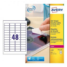 Avery L6113-20 Anti-Tamper Labels 20 sheets - 48 Labels per Sheet 32727J