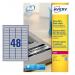 Avery L6009-20 Resistant Labels 20 sheets - 48 Labels per Sheet 32740J