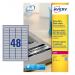 Avery L6009-20 Resistant Labels 20 sheets - 48 Labels per Sheet 32740J