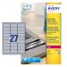 Avery L6011-20 Resistant Labels 20 sheets - 27 Labels per Sheet 32741J