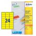 Avery L6035-20 Yellow Removable Labels 20 sheets - 24 Labels per sheet 32800J