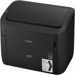 The photo features a sleek and compact Canon i-SENSYS LBP6030B A4 Mono Laser Printer. It has a sturdy black exterior with a front-loading paper tray and easy-to-use control panel. The printer produces high-quality black and white prints with its Canon Laser Print technology.
